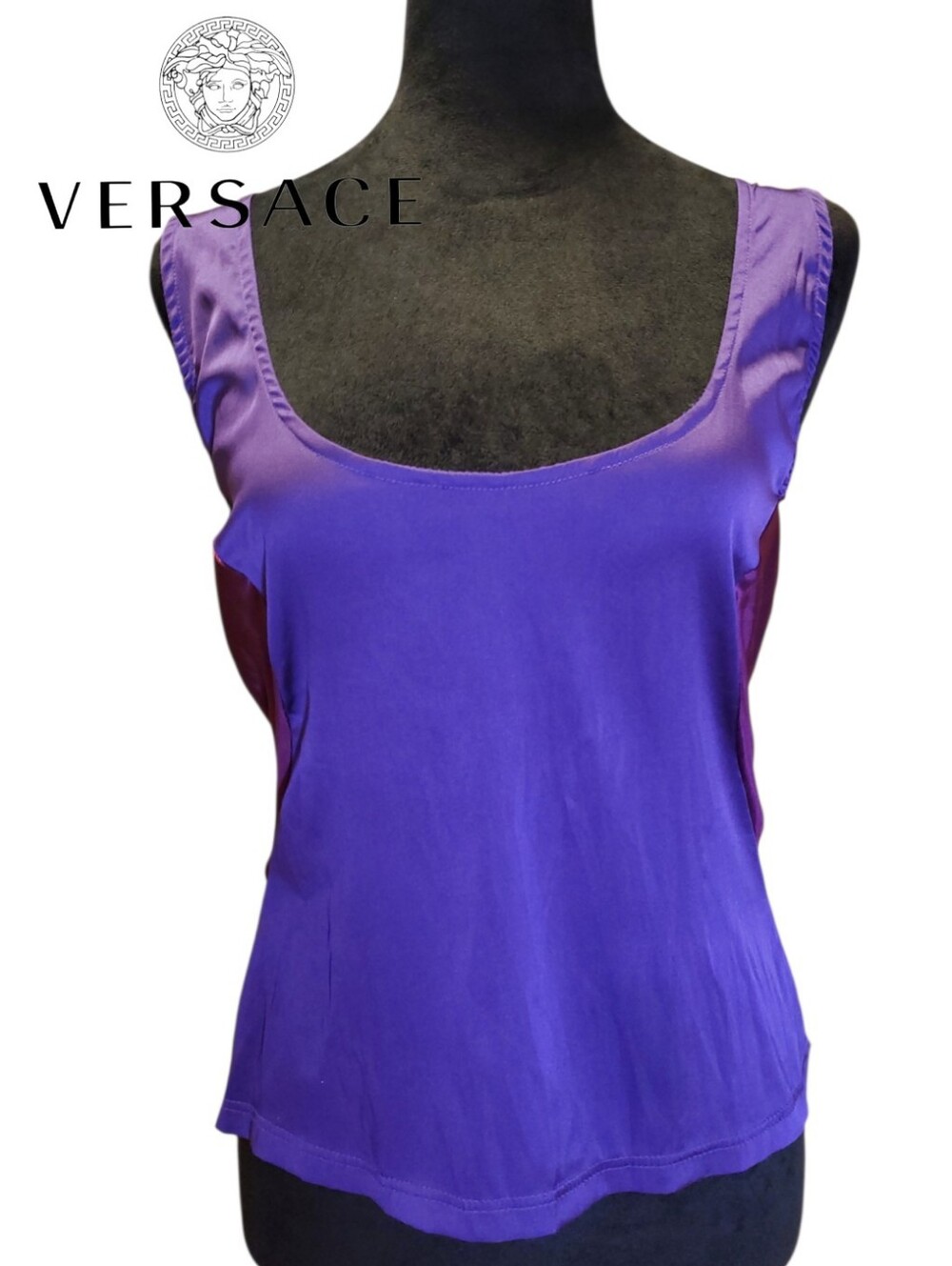 Vintage GIANNI VERSACE S.p.A. Silk Blend Satin Racerback Tank Top IT 46 / US 10